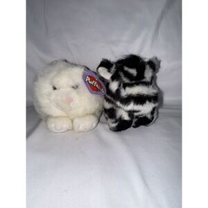 Puffkins Plush Set Of 2 Vintage Swibco 1997 Paws Cat 1994 Zack Zebra